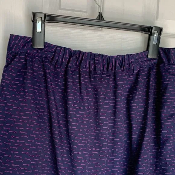 Xhilaration Skirt Large Blue With Purple Skeleton Keys button front belt loops - Picture 5 of 14